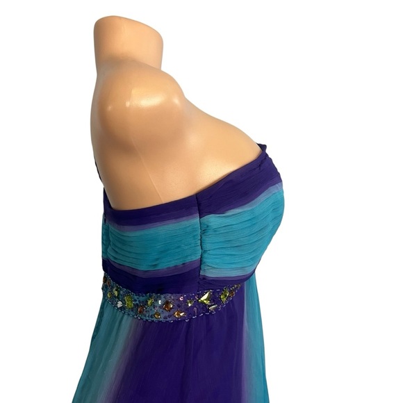 Camille La Vie Y2K Elegant Purple and Blue One-Shoulder Beaded Dress - Picture 7 of 12